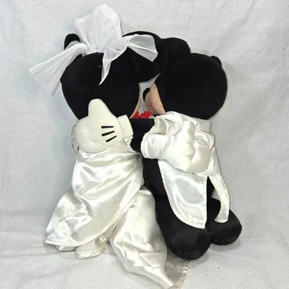 Disney 2003 Vintage Mickey Mouse Minnie Mouse Groom Bridal Wedding Plush Gift - Picture 5 of 10